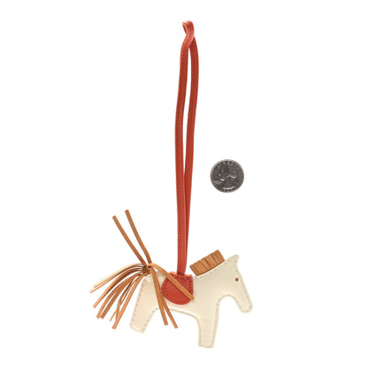 Hermes Milo Lambskin Grigri Rodeo Horse Bag Charm PM Craie Sesame Cornaline 2 of 4