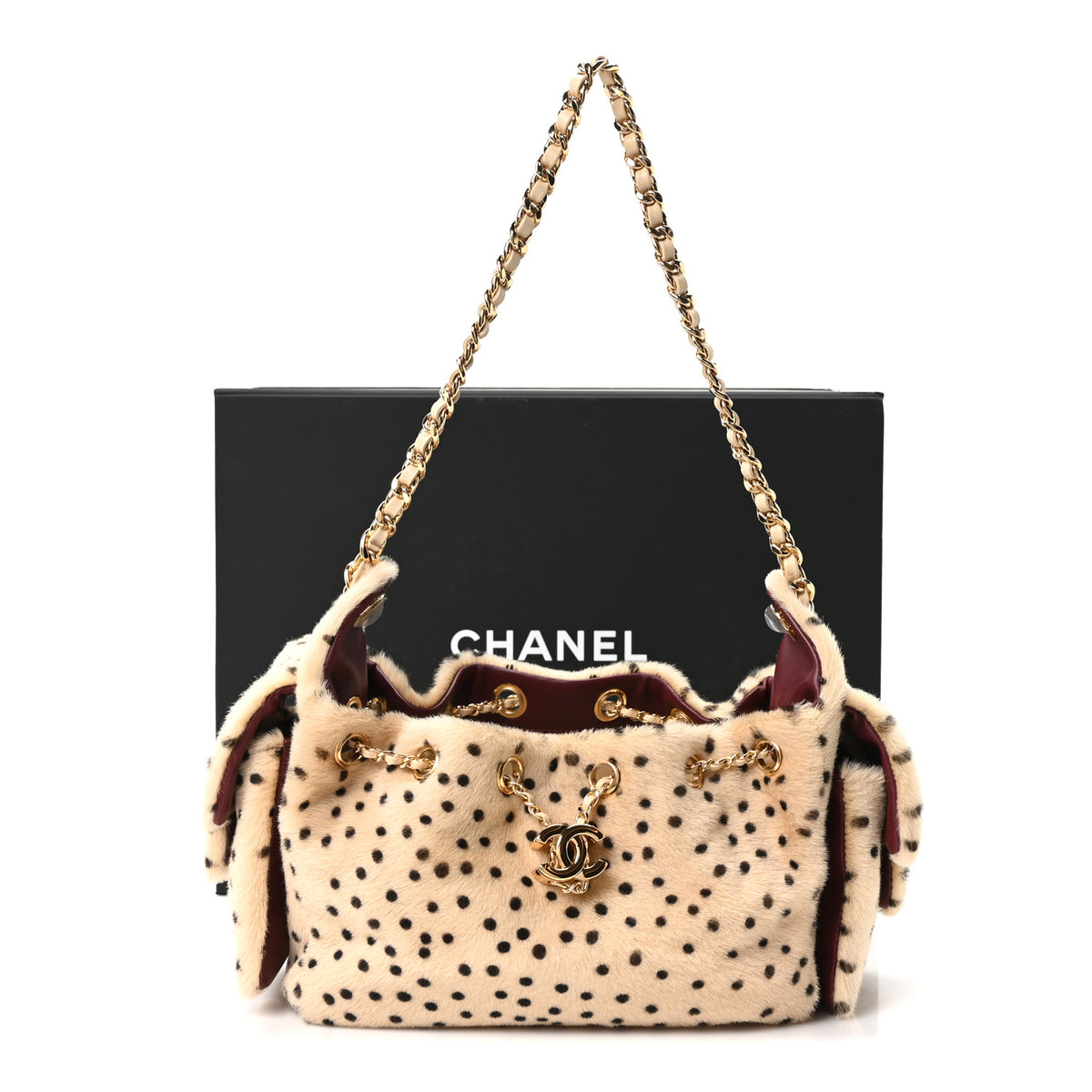 Pony Hair Mini Chanel 25 Handbag Beige Black