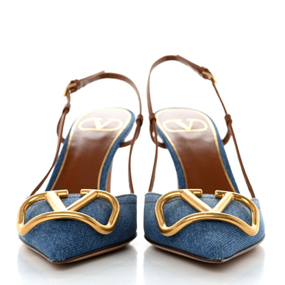 Valentino Garavani Denim Vlogo Slingback 80mm Pumps 36 Denim Selleria 2 of 9
