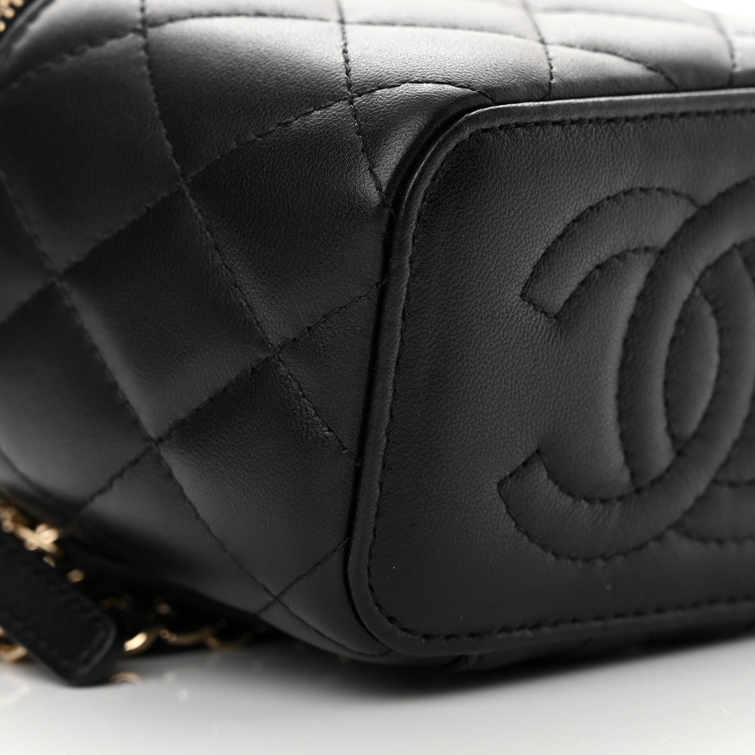 Chanel Lambskin Quilted Mini Vanity Case With Chain Black 9 of 12
