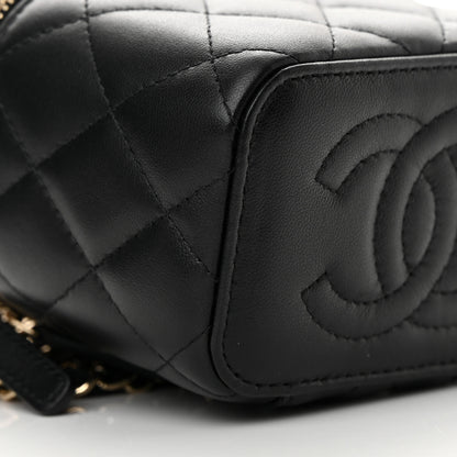 Chanel Lambskin Quilted Mini Vanity Case With Chain Black 9 of 12