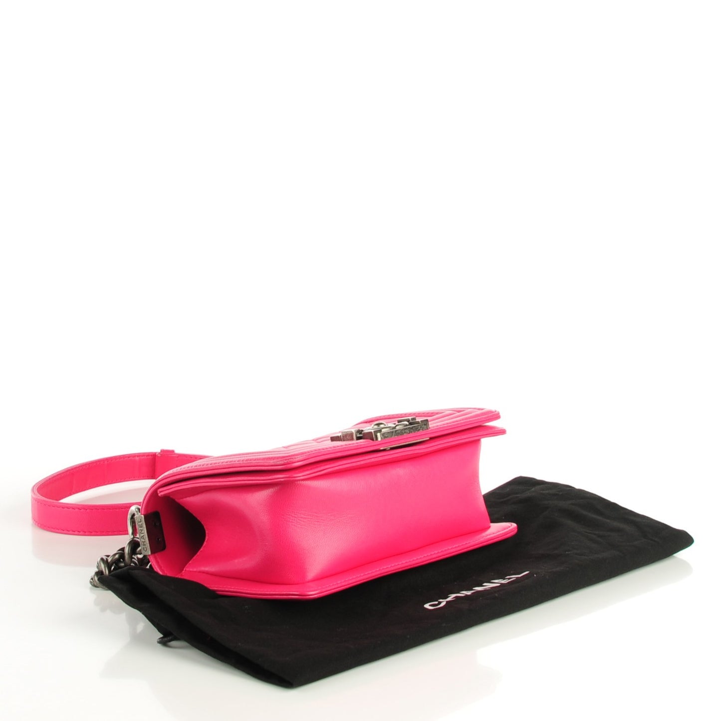 Lambskin Quilted Small Boy Flap Dark Pink