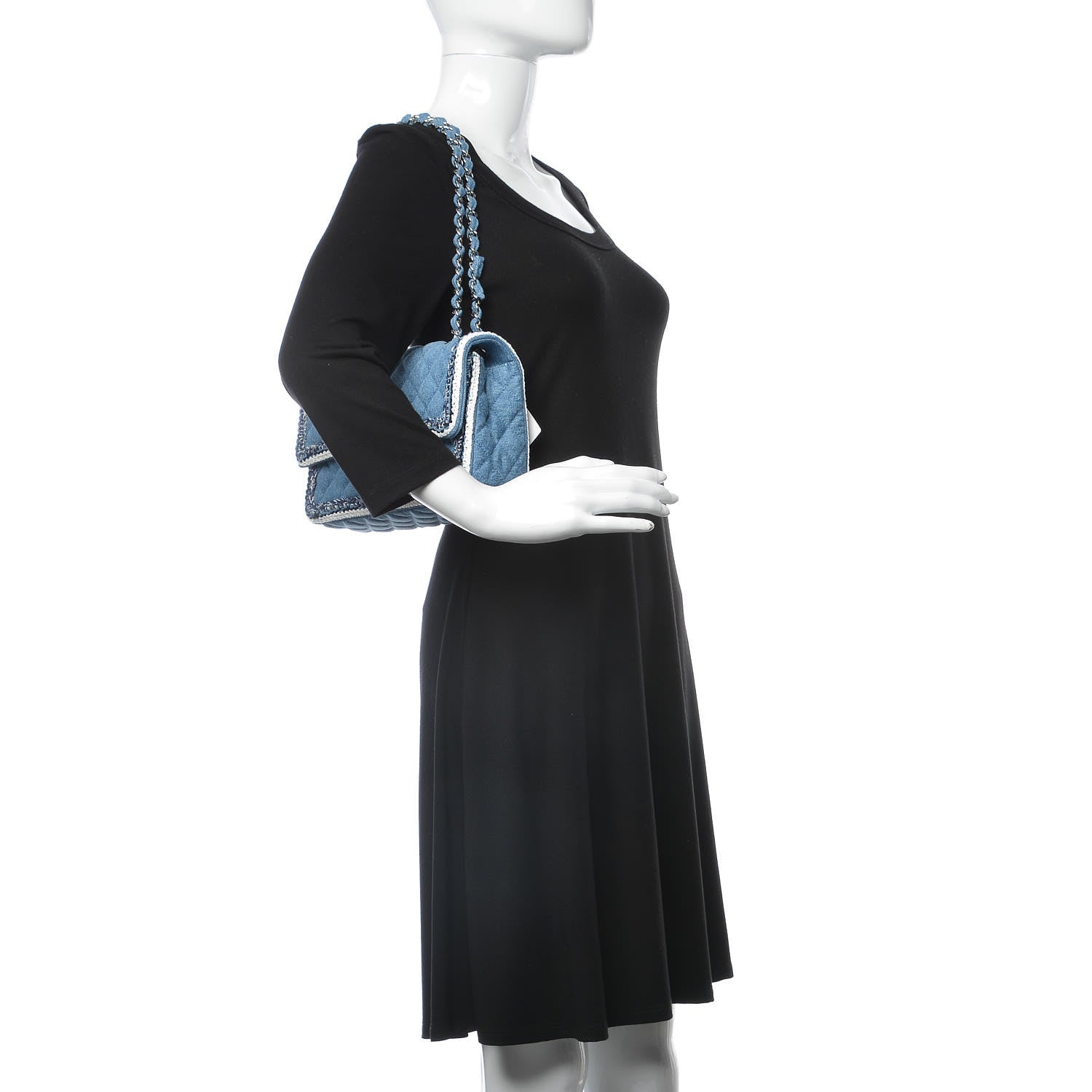 Chanel Denim Braided Medium Flap Bag Light Blue 2 of 10