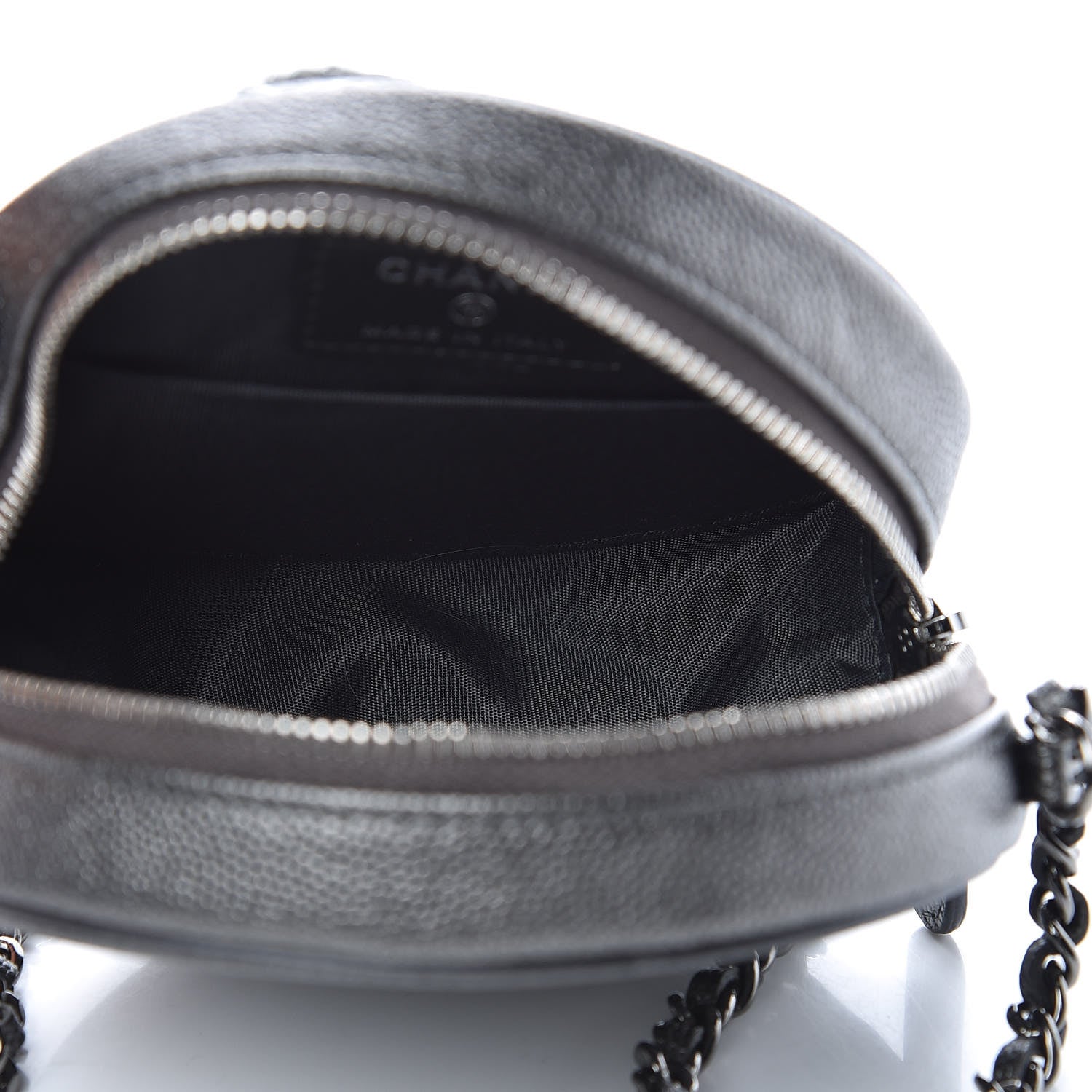 Chanel Metallic Caviar Quilted Round Filigree Crossbody Dark Silver 5 of 8
