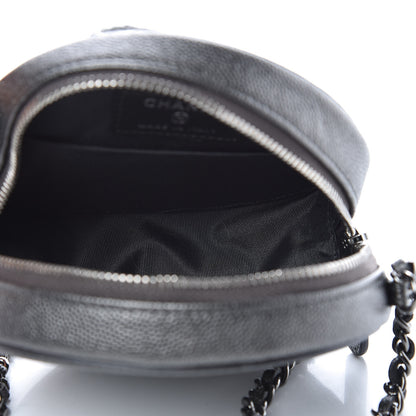 Chanel Metallic Caviar Quilted Round Filigree Crossbody Dark Silver 5 of 8