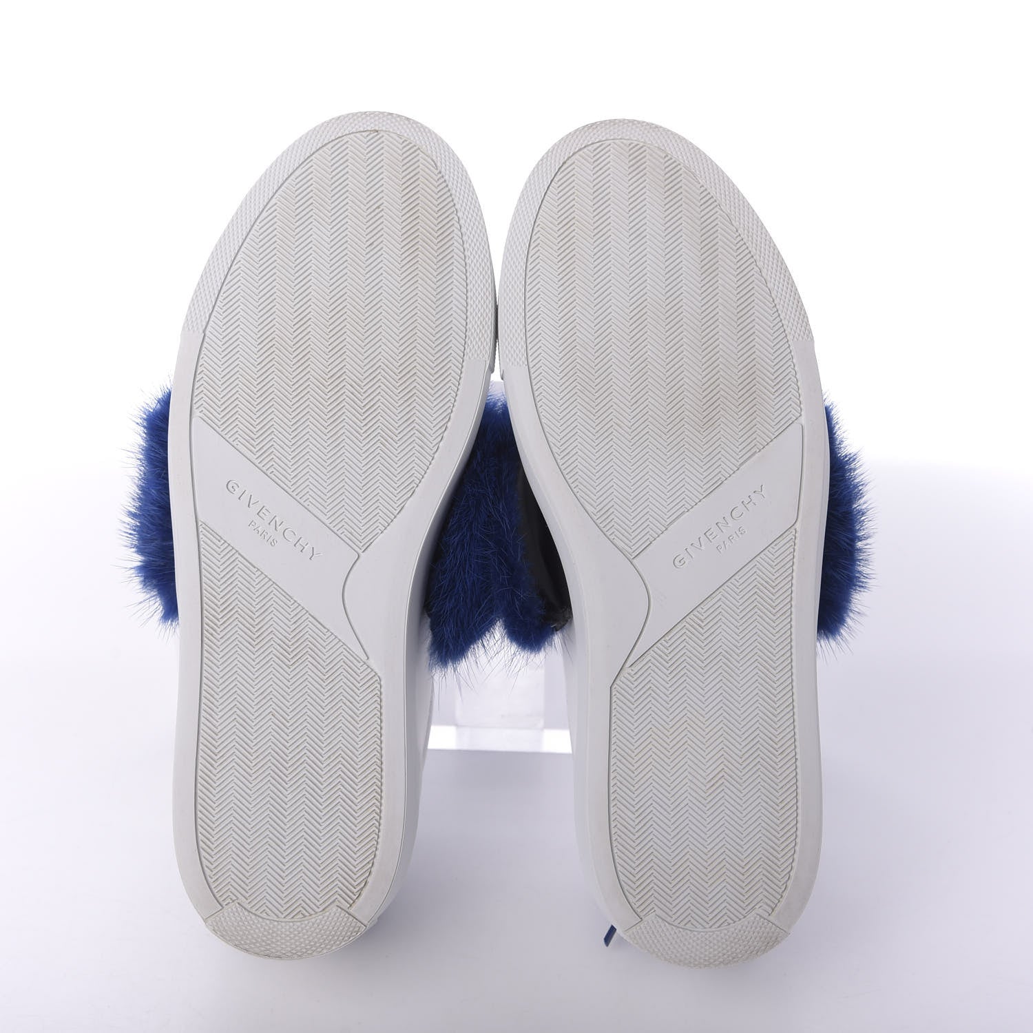 Givenchy Calfskin Mink Fur Womens Urban Street Sneakers 38.5 White Electric Blue 5 of 8
