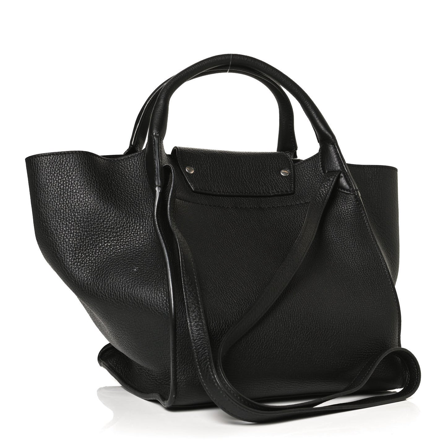Supple Grained Calfskin Small Long Strap Big Bag Black