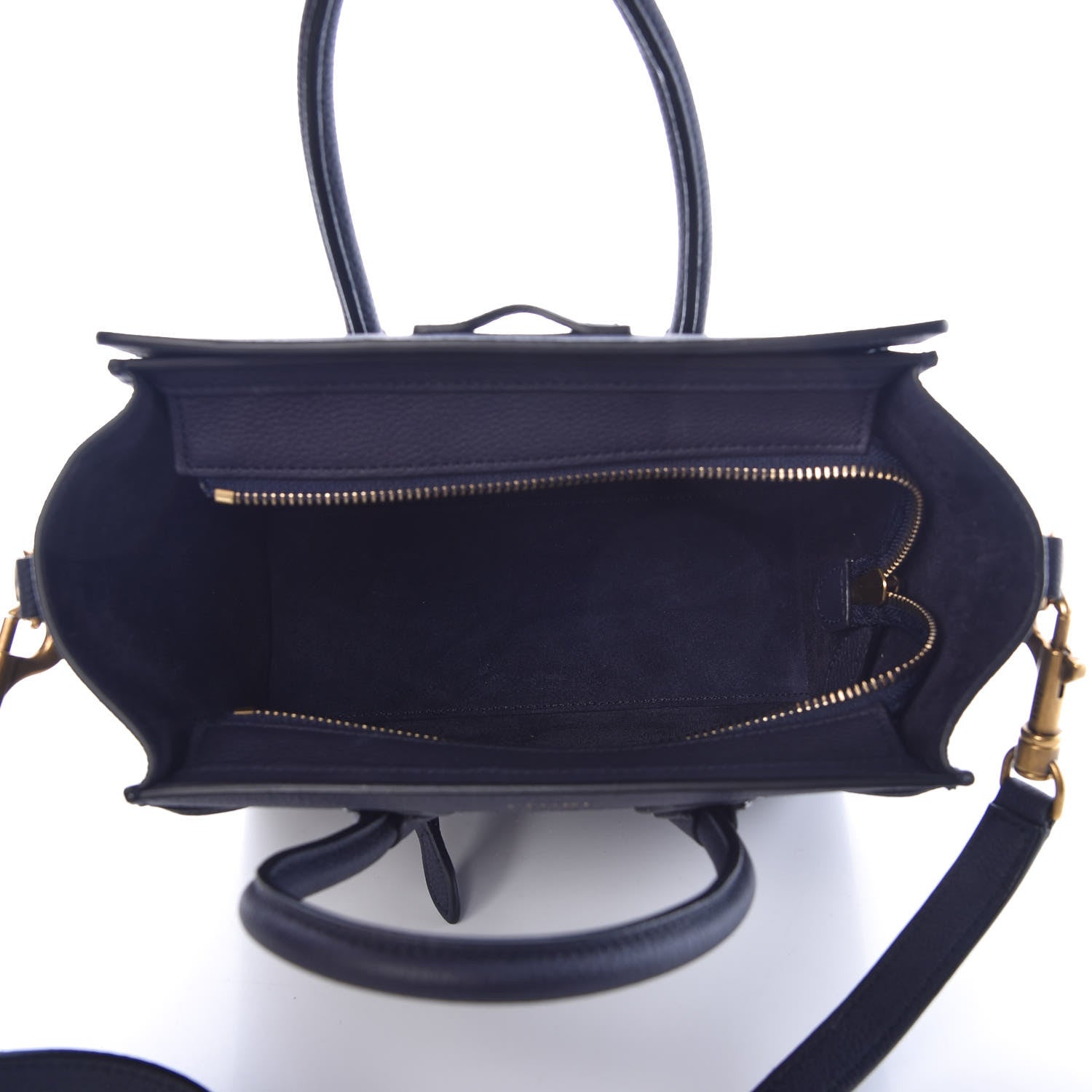Celine Drummed Calfskin Nano Luggage Navy Blue 5 of 9