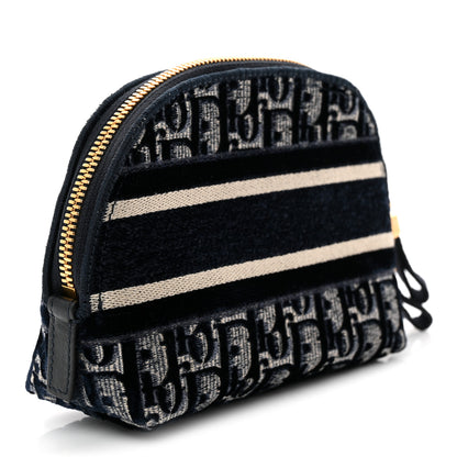 Christian Dior Velvet Oblique Cosmetic Pouch Blue 3 of 11