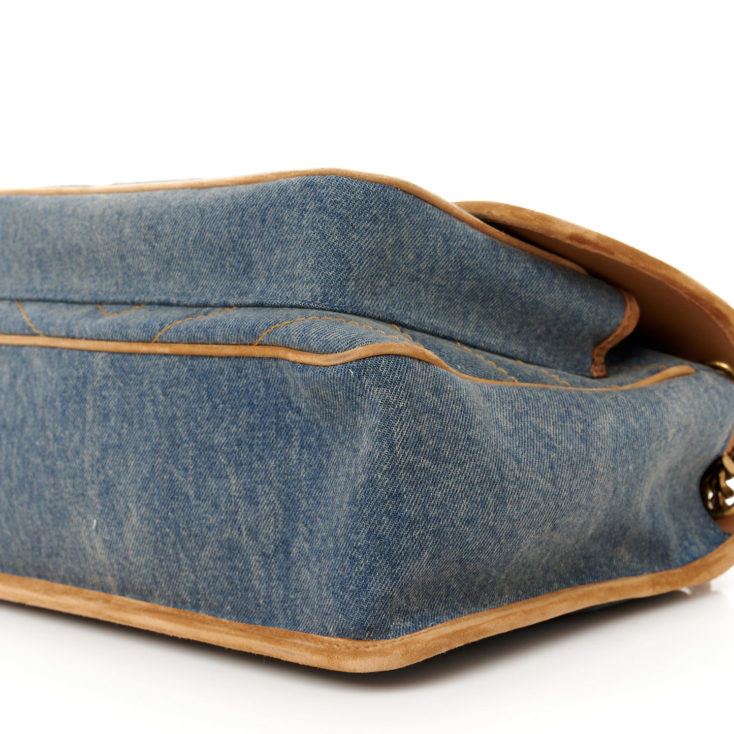 Denim Suede Monogram Medium Niki Chain Satchel Blue Cinnamon