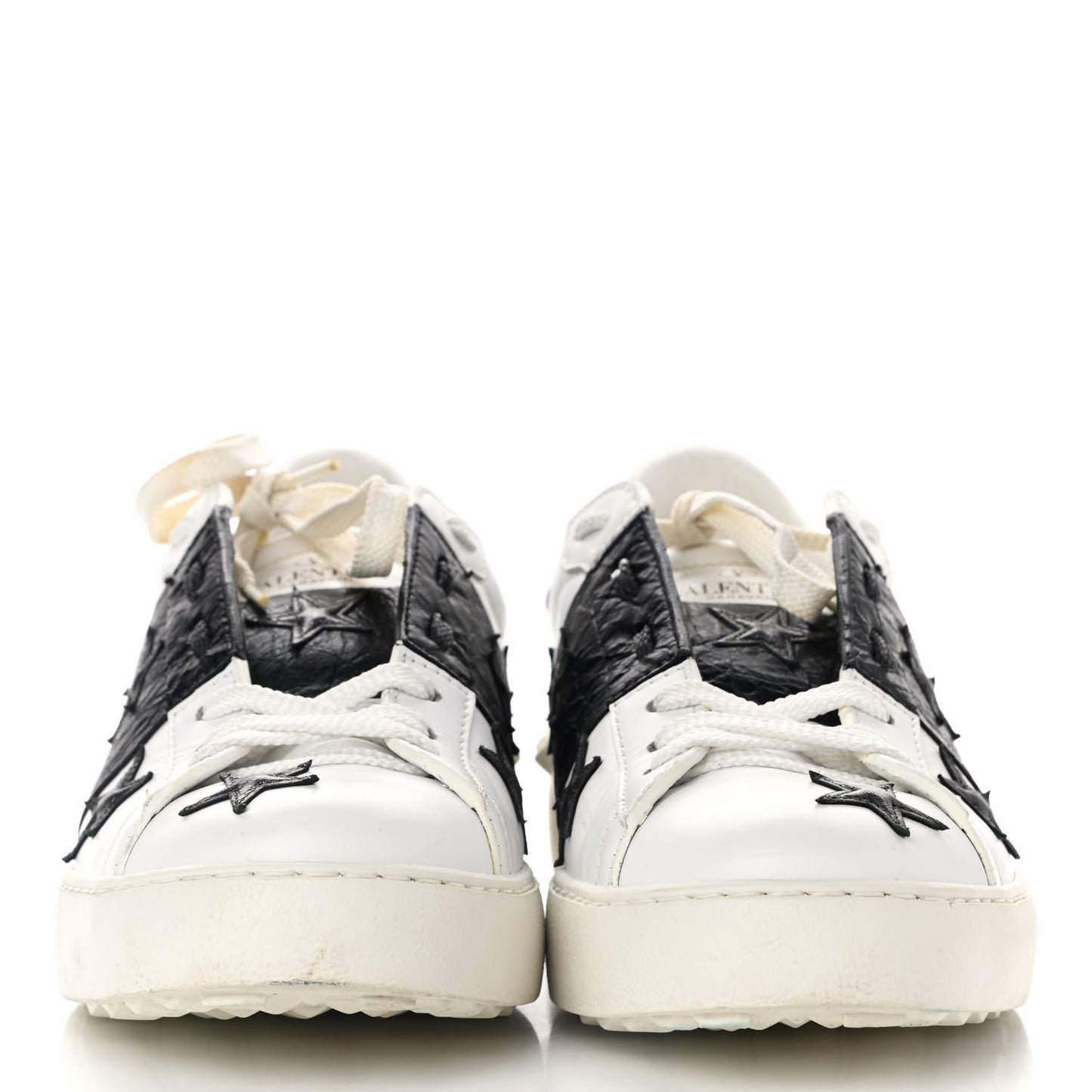Calfskin Rockstud Star Open Sneakers 38.5 White Black
