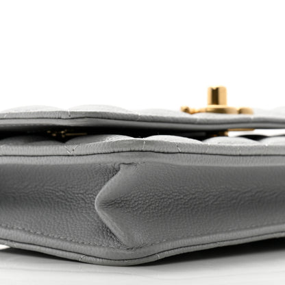 Chanel Caviar Quilted Sweetheart Wallet On Chain WOC Grey 10 of 12