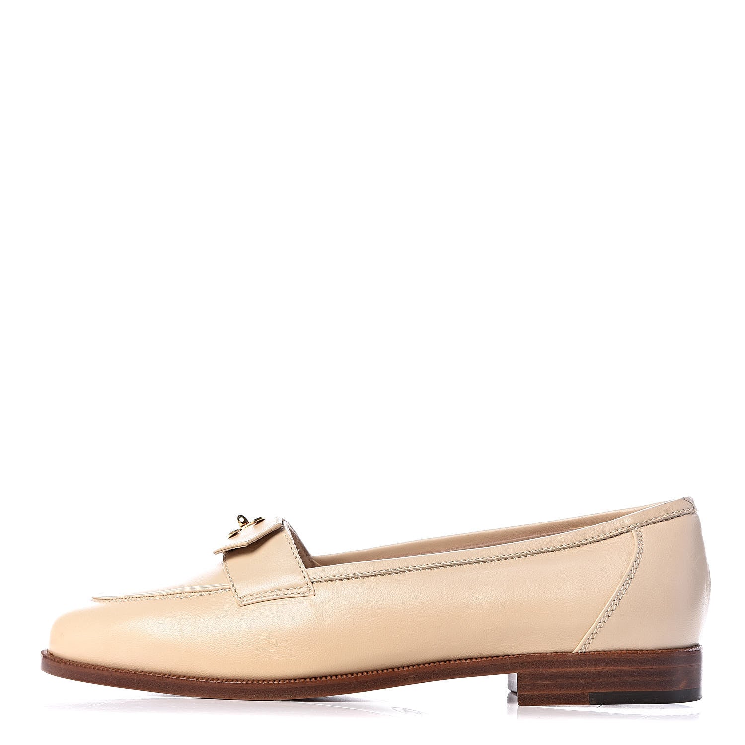 Chanel Lambskin CC Turnlock Loafers 37.5 Biege 1 of 9
