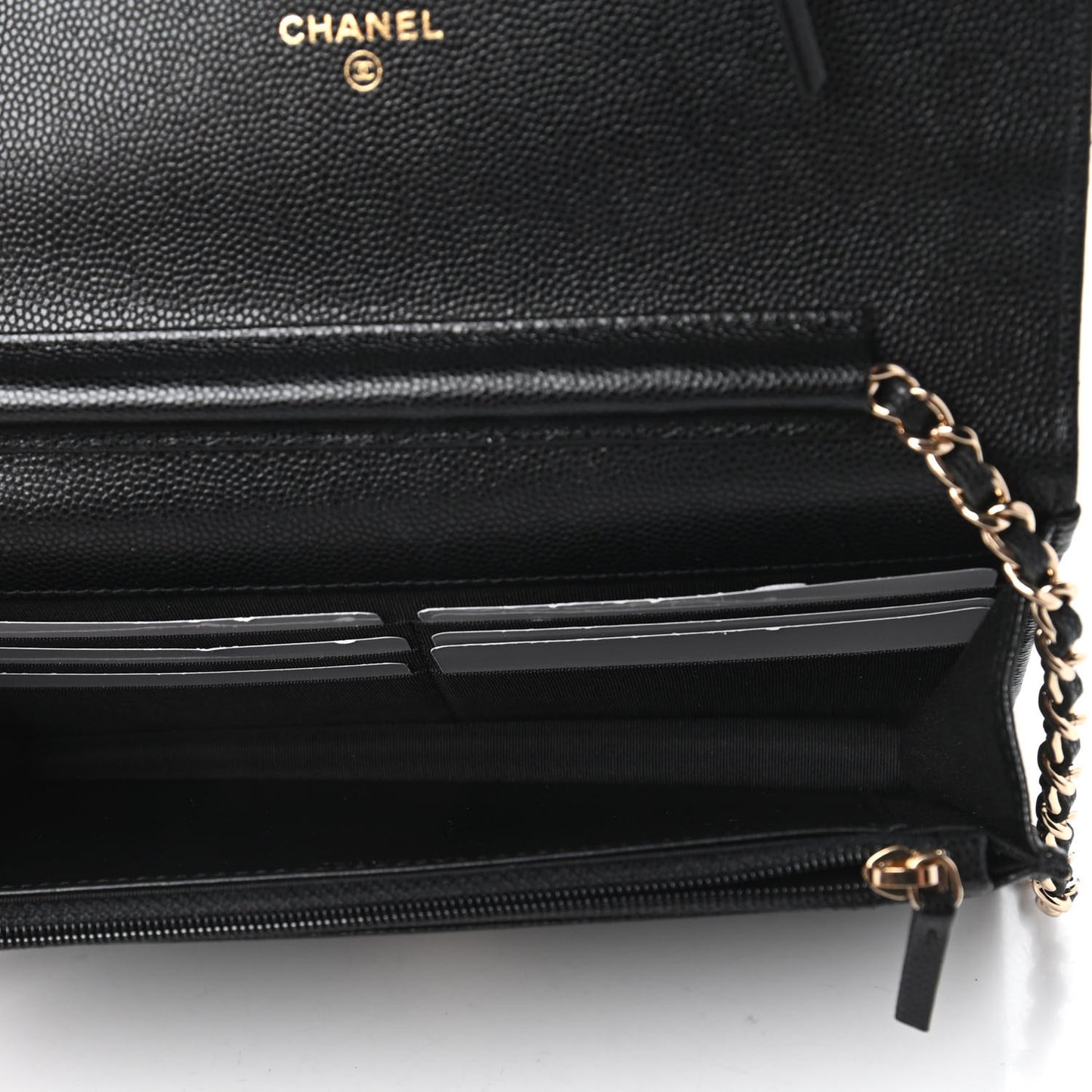 Caviar Quilted French New Wave Chain CC Wallet On Chain WOC Black