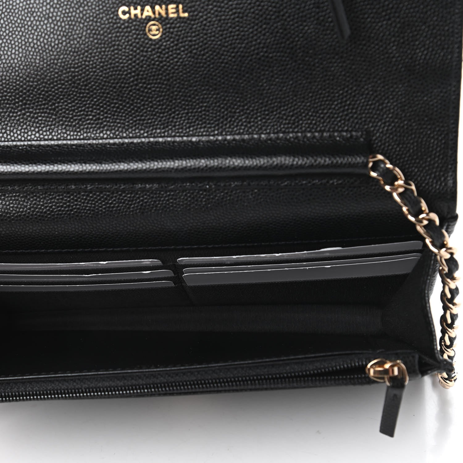 Chanel Caviar Quilted French New Wave Chain CC Wallet On Chain WOC Black 5 of 11