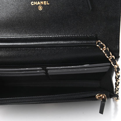 Chanel Caviar Quilted French New Wave Chain CC Wallet On Chain WOC Black 5 of 11