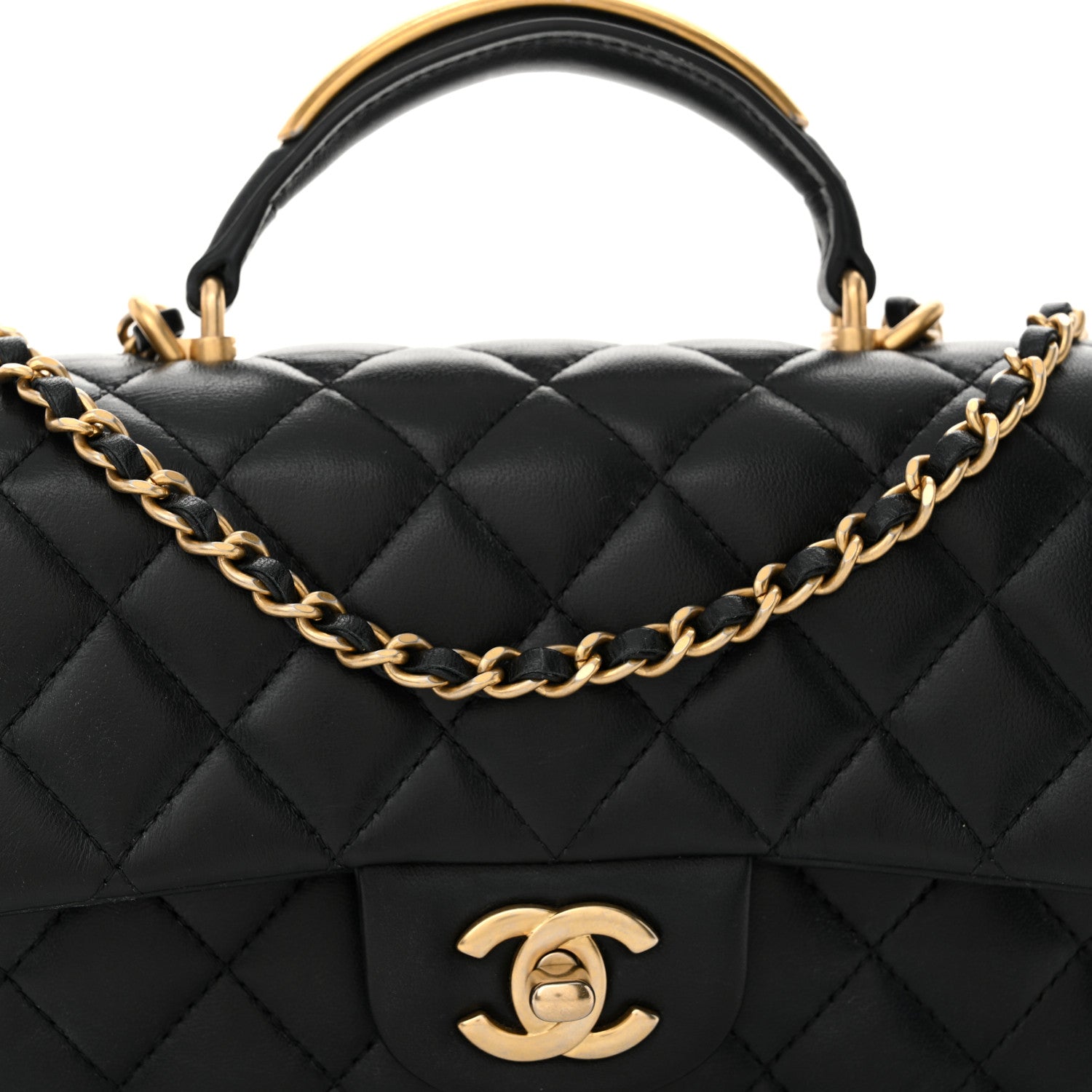 Chanel Lambskin Quilted Metal Mini Top Handle Rectangular Flap Black 8 of 12