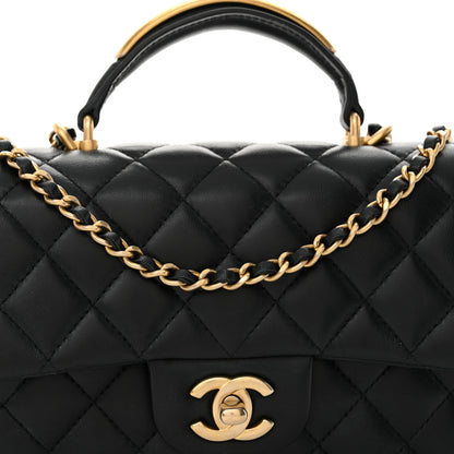 Chanel Lambskin Quilted Metal Mini Top Handle Rectangular Flap Black 8 of 12