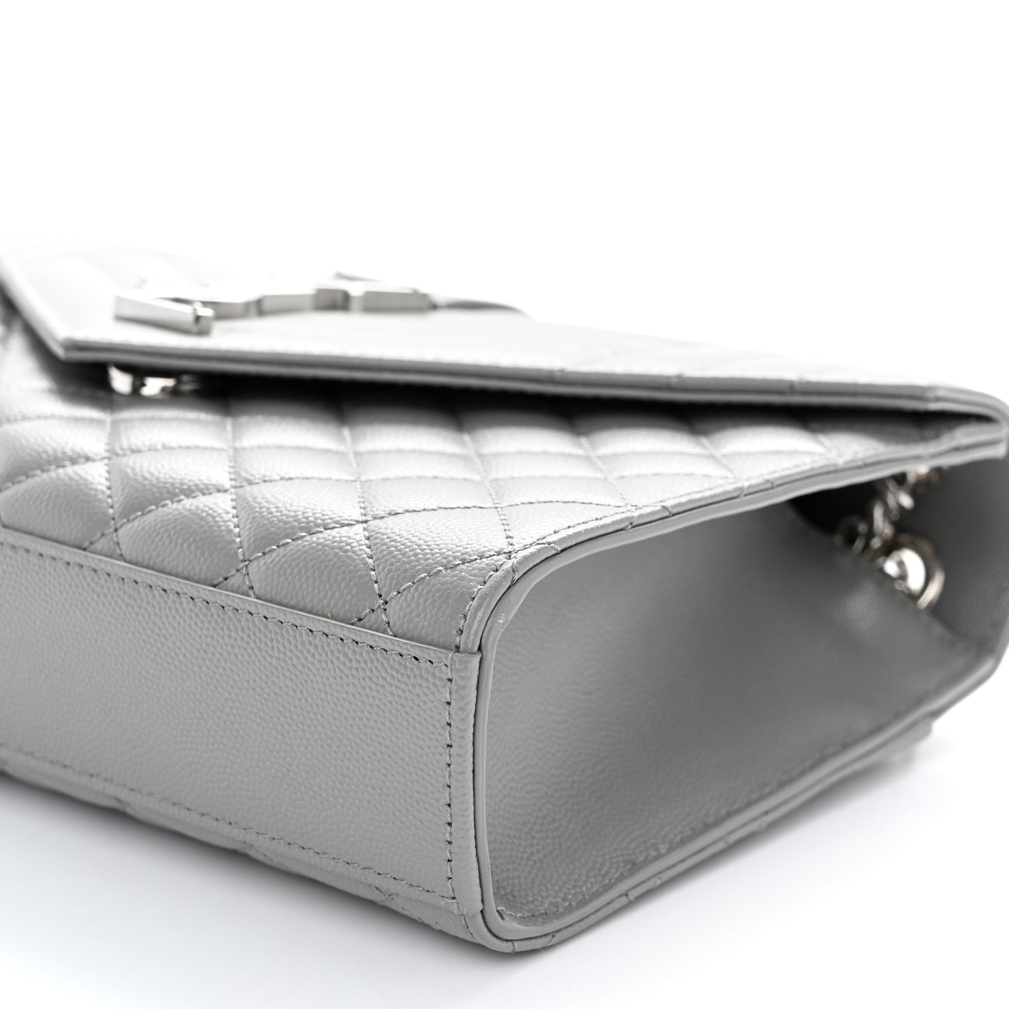 Grain De Poudre Textured Mixed Matelasse Medium Triquilt Monogram Satchel New Stone