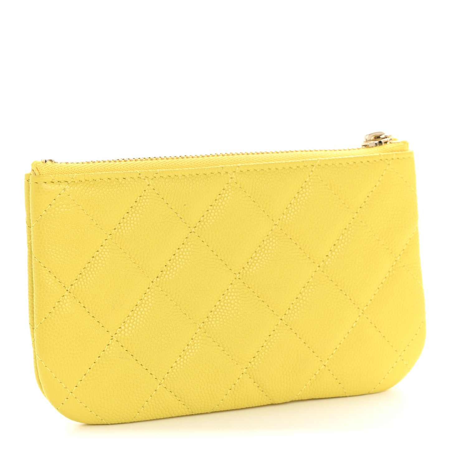 Caviar Quilted Small Cosmetic Case Yellow