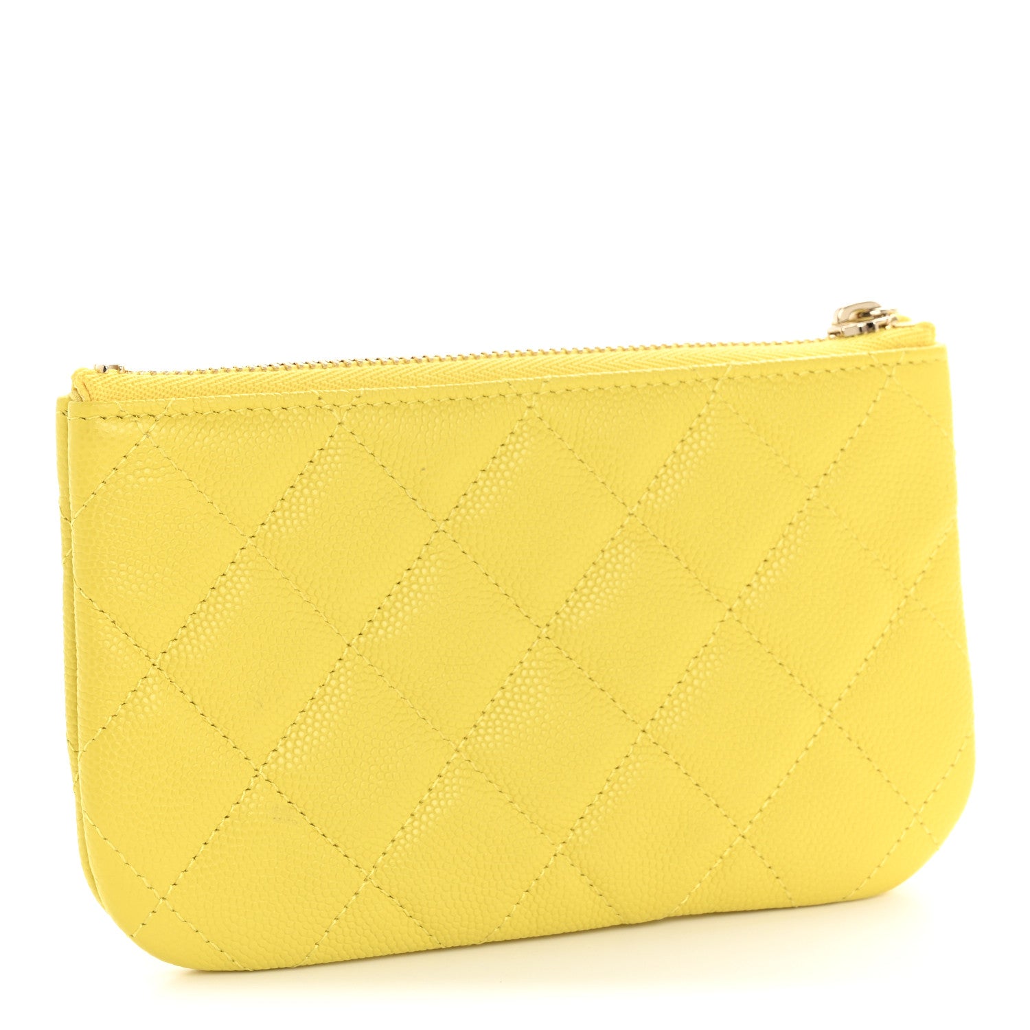 Chanel Caviar Quilted Small Cosmetic Case Yellow 6 of 14