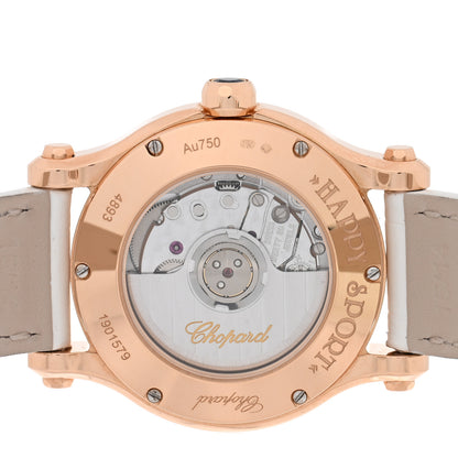 Chopard 18K Rose Gold Alligator 5 Diamond 30mm Happy Sport Automatic Watch White 4 of 6