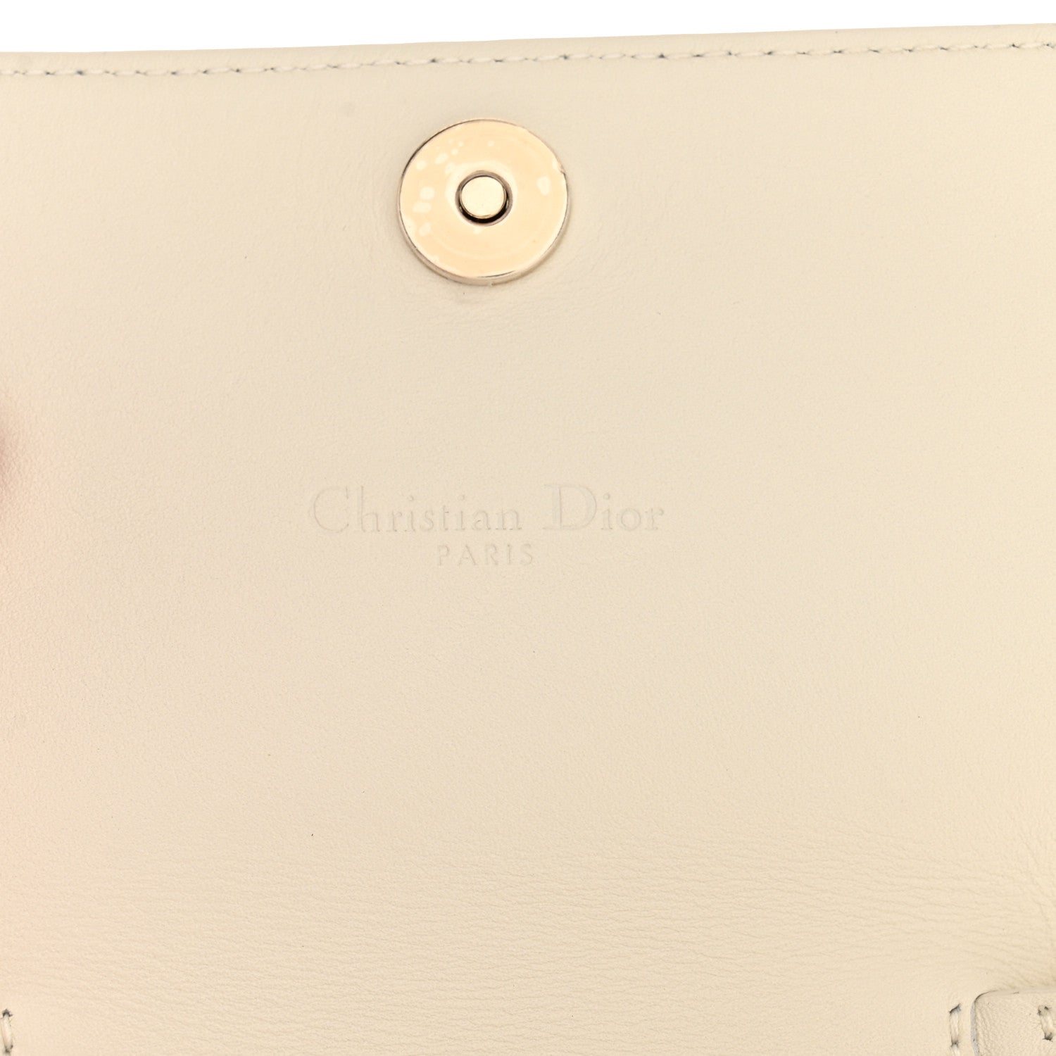 Christian Dior Calfskin Hibiscus Printed Gusseted Card Holder Chain Beige Multicolor 6 of 8
