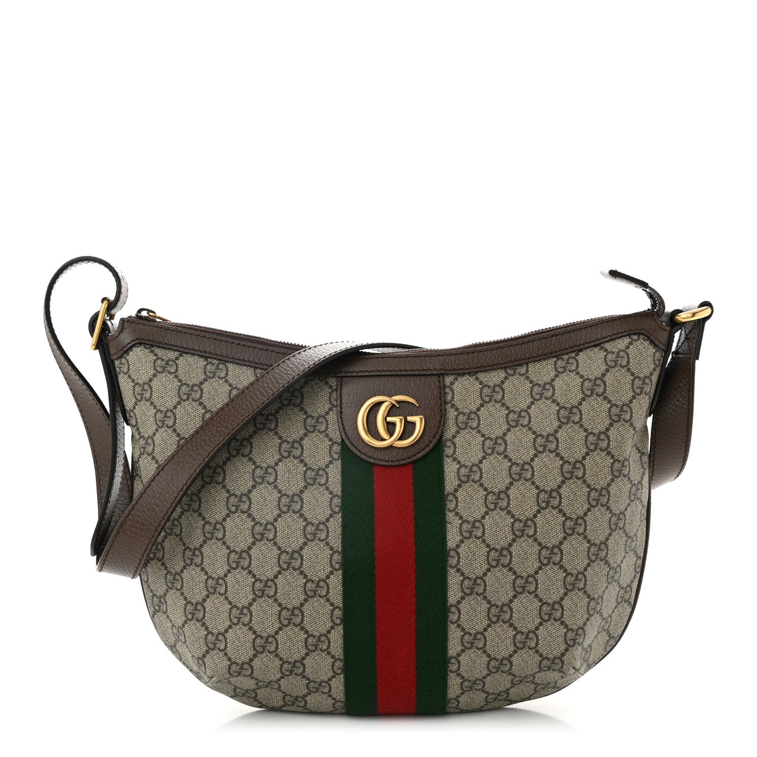 Gucci GG Supreme Monogram Web Small Ophidia Half Moon Hobo Brown 1 of 11
