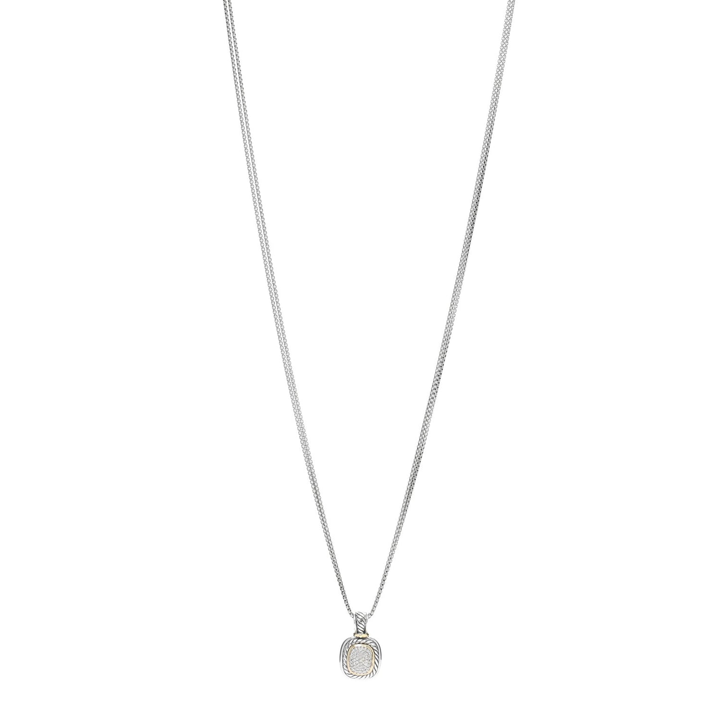 Sterling Silver 14K Yellow Gold Diamond 9mm Albion Enhancer Pendant Necklace