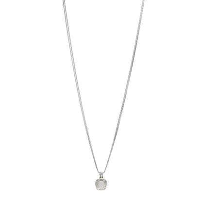 David Yurman Sterling Silver 14K Yellow Gold Diamond 9mm Albion Enhancer Pendant Necklace 1 of 5