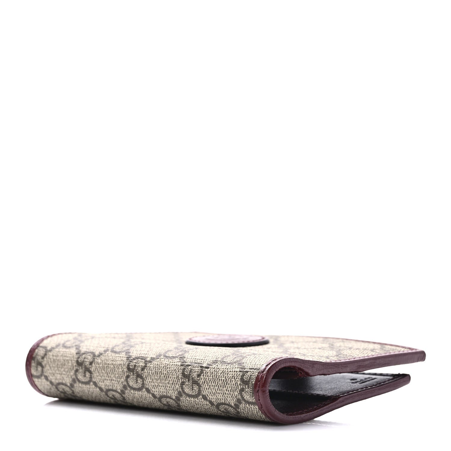 Gucci GG Supreme Monogram Azalea Calfskin Retro Interlocking G Passport Case Beige Red 4 of 7