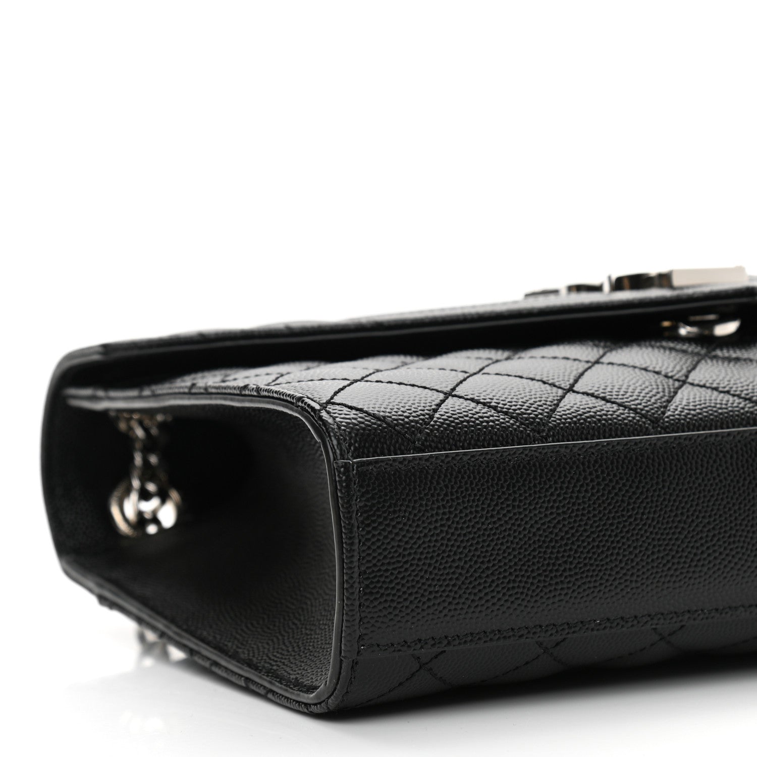 Saint Laurent Grain De Poudre Textured Mixed Matelasse Triquilt Medium Monogram Satchel Black 9 of 10