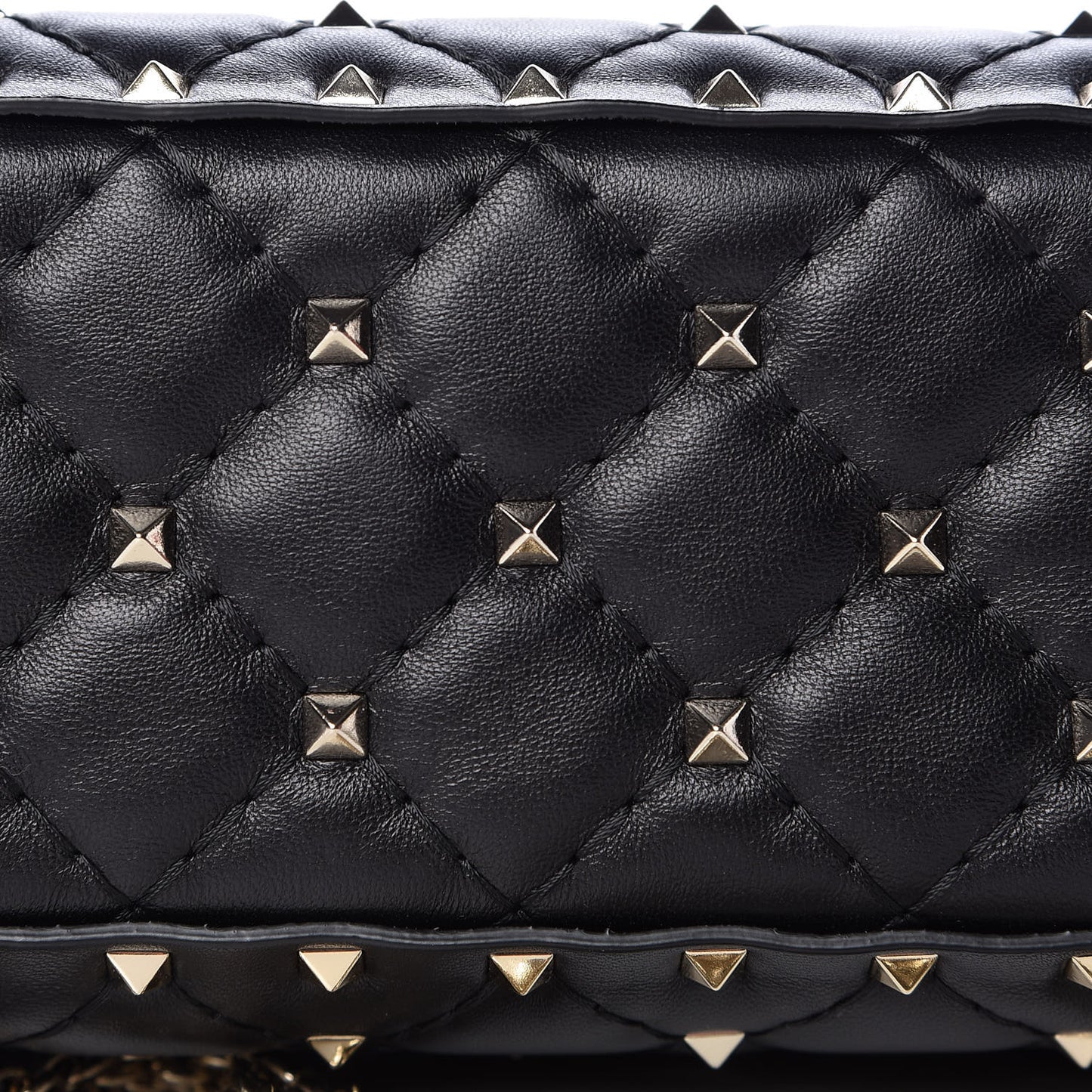 Lambskin Medium Rockstud Spike Shoulder Bag Black