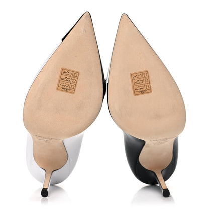 Jimmy Choo Nappa Patent Asymmetric Love 100 Pumps 37 Black White 5 of 10