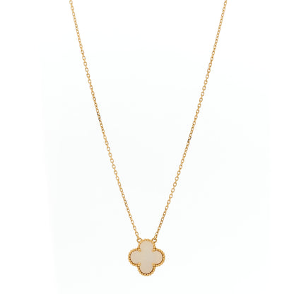 Van Cleef & Arpels 18K Yellow Gold Mother of Pearl Vintage Alhambra Pendant Necklace 1 of 5
