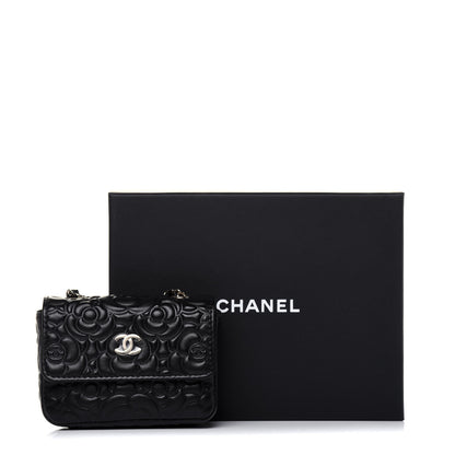 Chanel Lambskin Camellia Embossed Chain Belt Bag Black 14 of 14