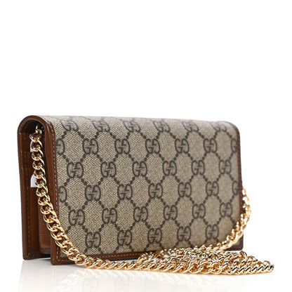 Gucci GG Supreme Monogram Azalea Calfskin Horsebit 1955 Wallet On Chain Beige Ebony Brown Sugar 2 of 10