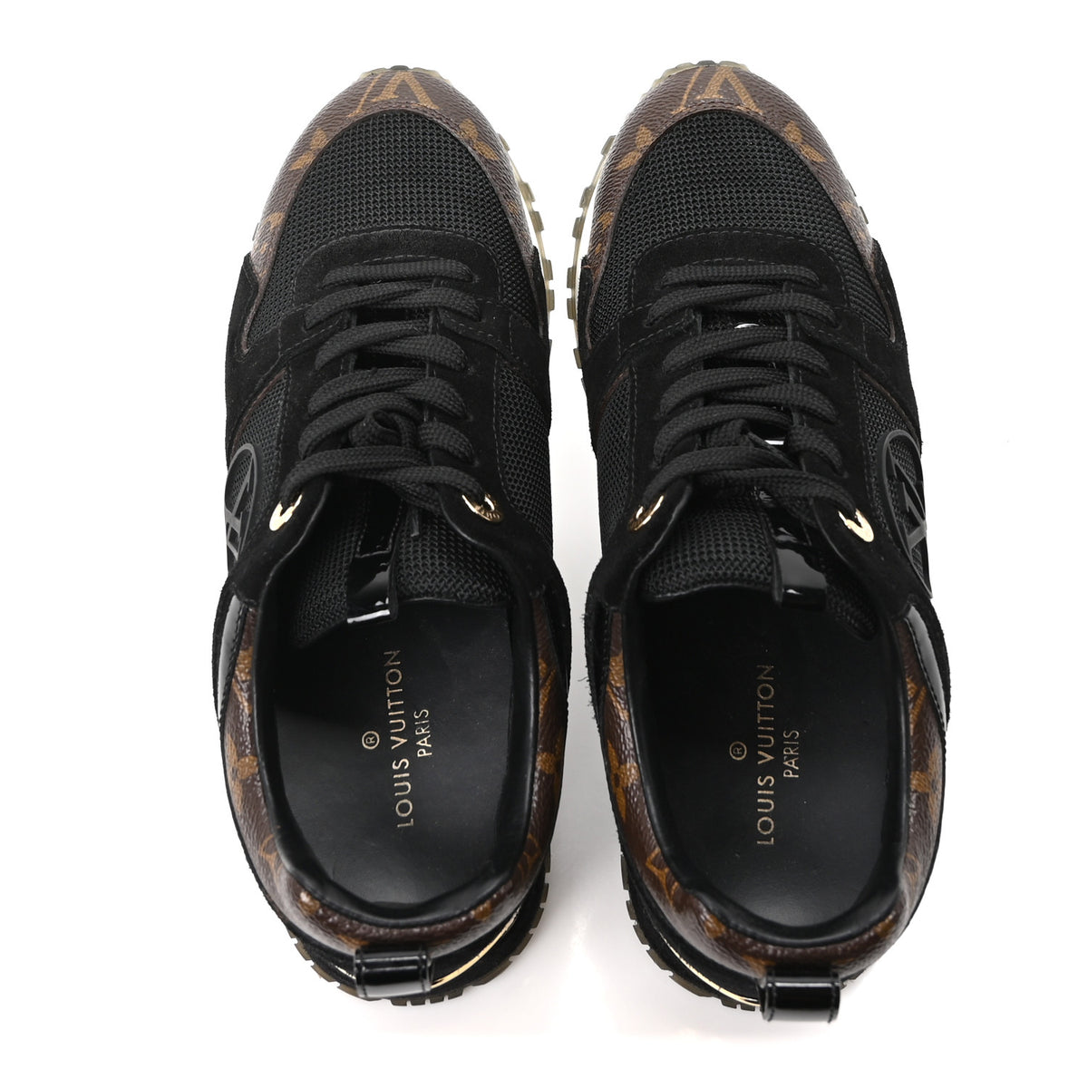 Louis Vuitton Suede Monogram Run Away Sneakers 35 Black 2 of 10