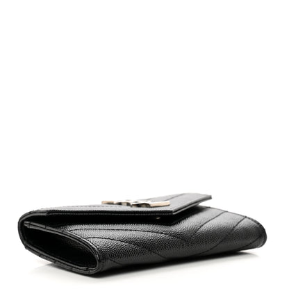 Saint Laurent Grain De Poudre Matelasse Chevron Small Monogram Envelope Wallet Black 4 of 7