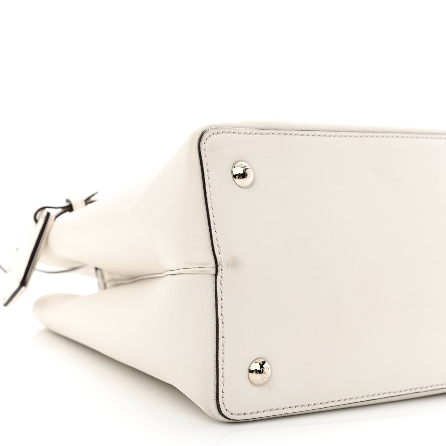 Fendi Calfskin PVC Flower Studs Petite 2Jours Tote White Ice Multicolor 9 of 13