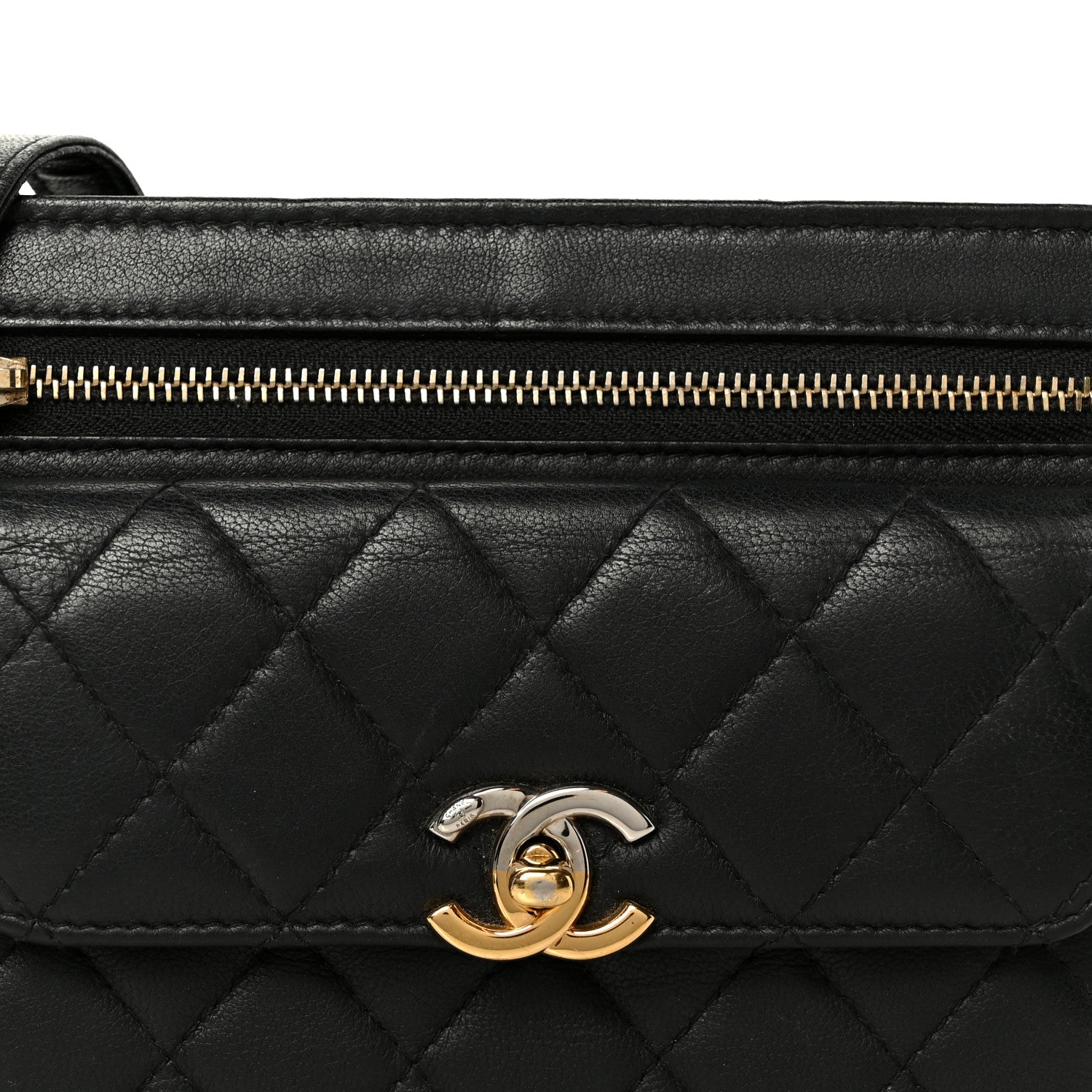 Chanel Lambskin Quilted Square Front Pocket Clutch With Chain Black 8 of 10