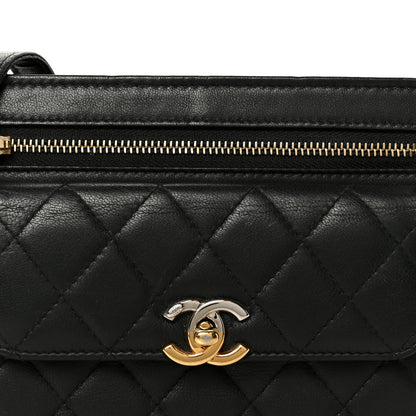 Chanel Lambskin Quilted Square Front Pocket Clutch With Chain Black 8 of 10