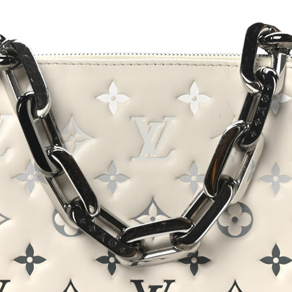 Louis Vuitton Lambskin Embossed Monogram Coussin PM Cream Grey 8 of 10