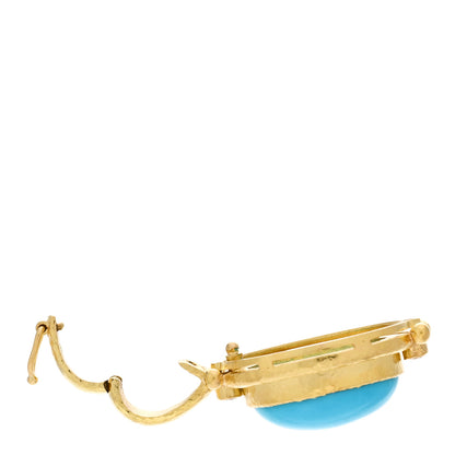 Elizabeth Locke 19K Yellow Gold Diamond Turquoise Pendant 3 of 5