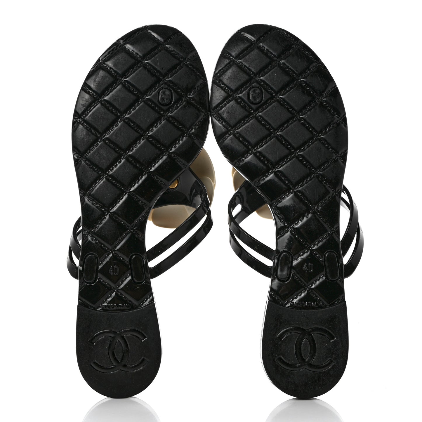 Jelly Camellia Thong Sandals 40 Black Ivory