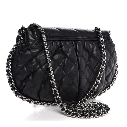 Chanel Washed Lambskin Quilted Medium Chain Around Messenger Black 3 of 7