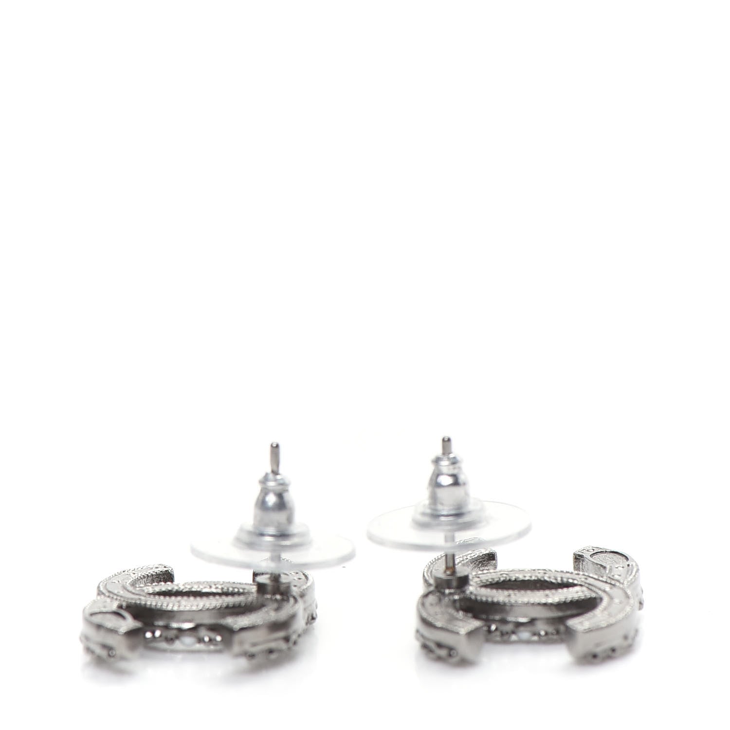 Chanel Crystal Pearl CC Earrings Silver 3 of 5