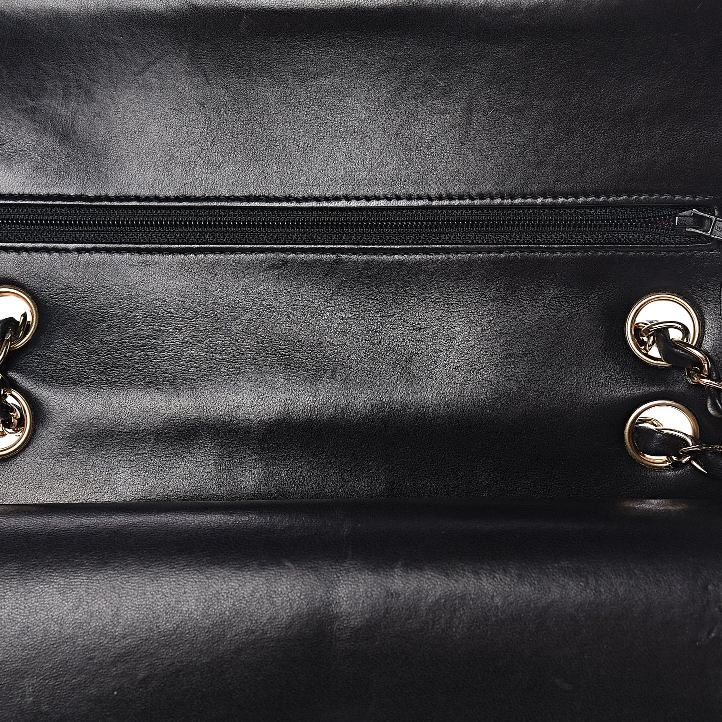 Lambskin Quilted Medium Double Flap Black
