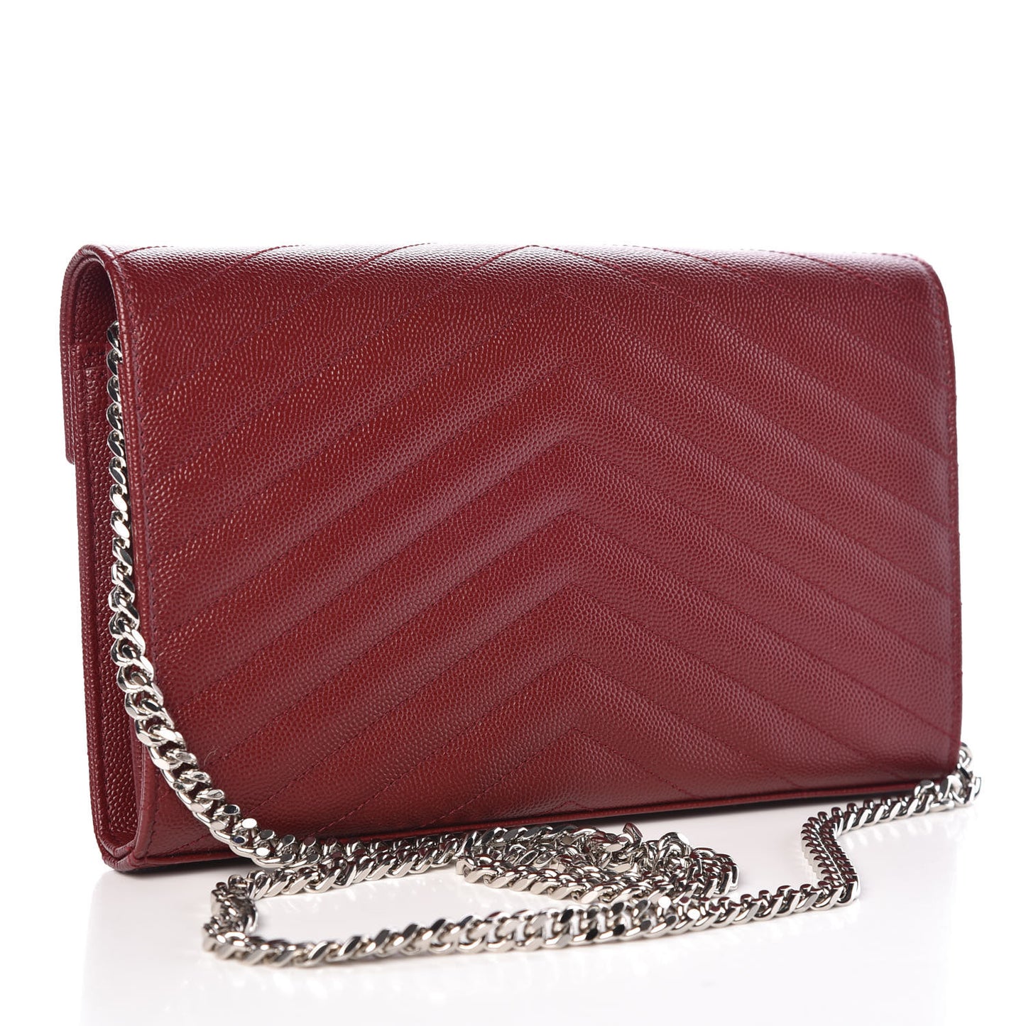 Grain De Poudre Matelasse Chevron Monogram Chain Wallet Palissandre