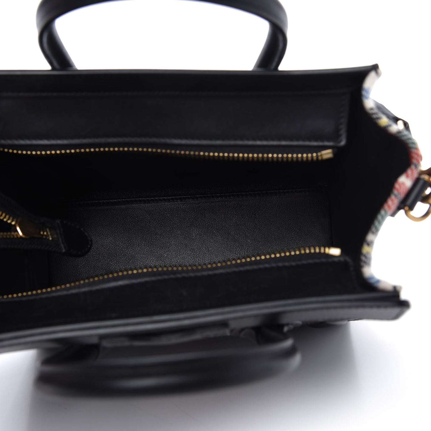 Tartan Calfskin Nano Luggage Red Black